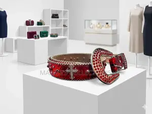 Studded Rhinestone Belt / Fashion Belt With a Western-Style Buckle