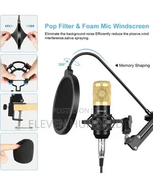 Podcast Microphone Usb Sound Card Kit Professional Studio Live -( Gold