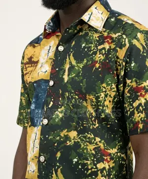 Stylish Men's Shirt With Multicolored African Pattern
