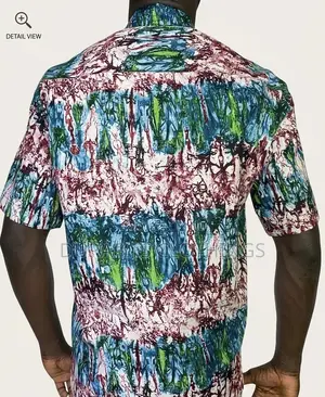 Men’S Vibrant Abstract African Print Short Sleeve Shirt