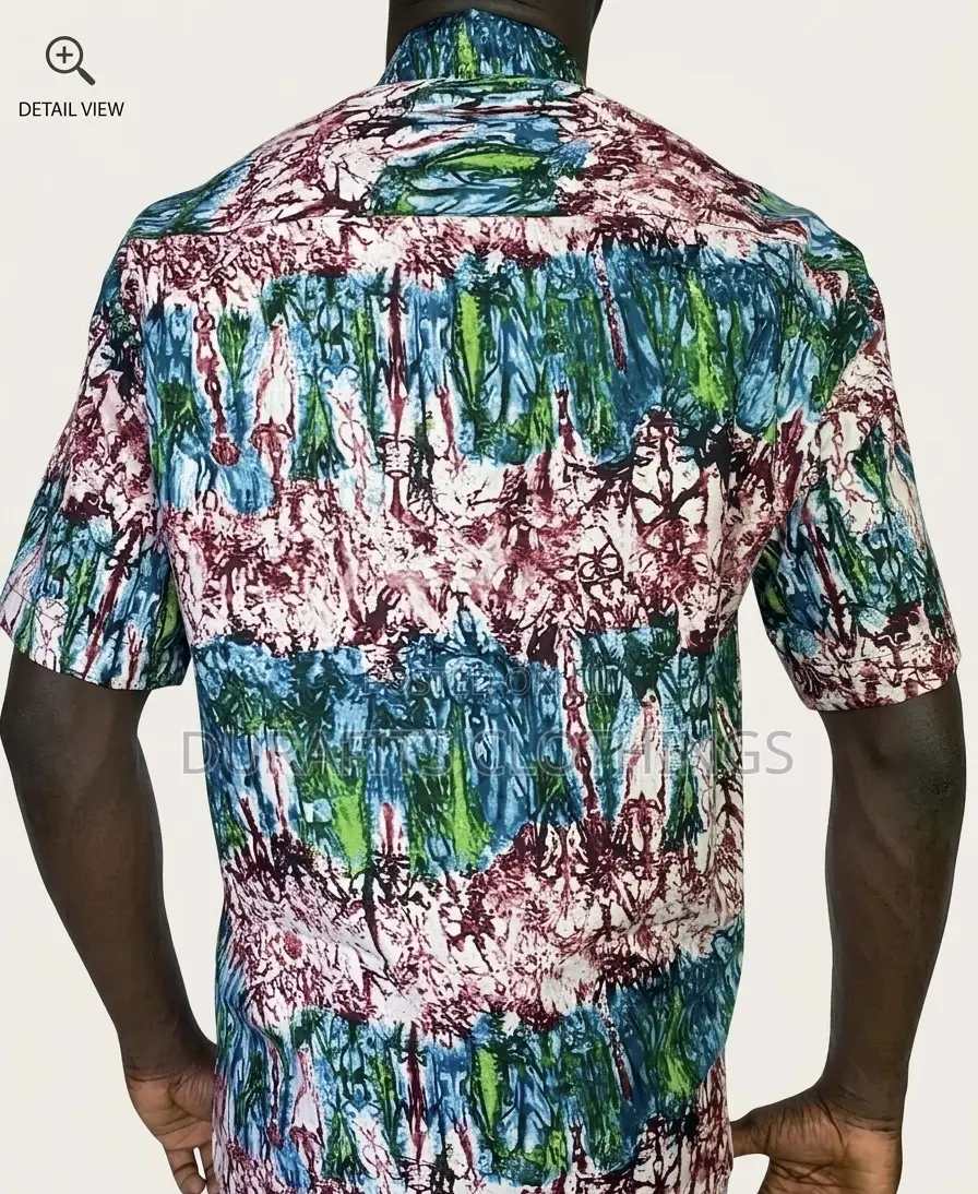 Men’S Vibrant Abstract African Print Short Sleeve Shirt