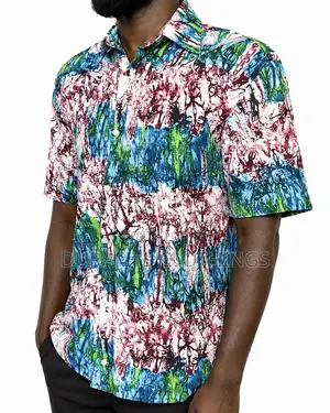 Men’S Vibrant Abstract African Print Short Sleeve Shirt