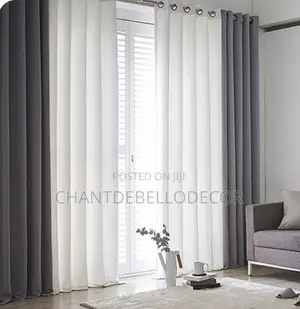 Color Optional for 2pcs Blackout Curtains With White Transparent Voile