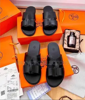 Men’S Hermes Leather Slippers / Sandals