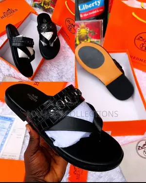 Men’S Hermes Leather Slippers / Sandals