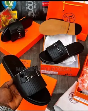 Men’S Hermes Leather Slippers / Sandals
