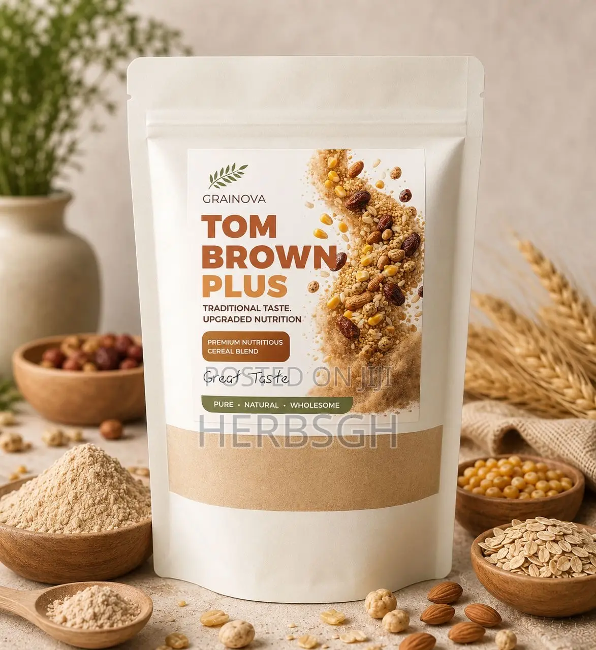 Tom Brown Plus | Tigernut, Millet, Maize, Rice, Oats, Nuts, Dates