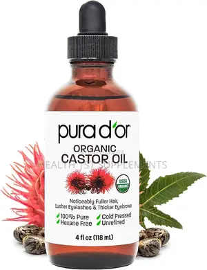 Pura d'Or Organic Castor Oil, Hexane Free, 4 Fl Oz (118 Ml)
