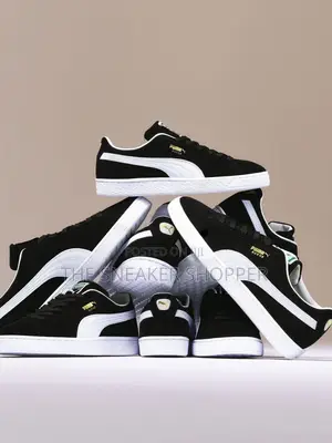 Puma Suede Black and White Ps Sneakers Available
