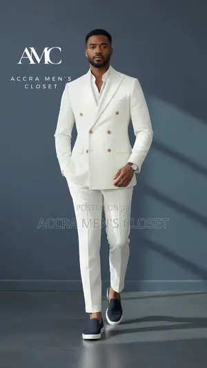 Men’S White Double Breasted Suit – 2 Piece Summer Wedding Event Suit