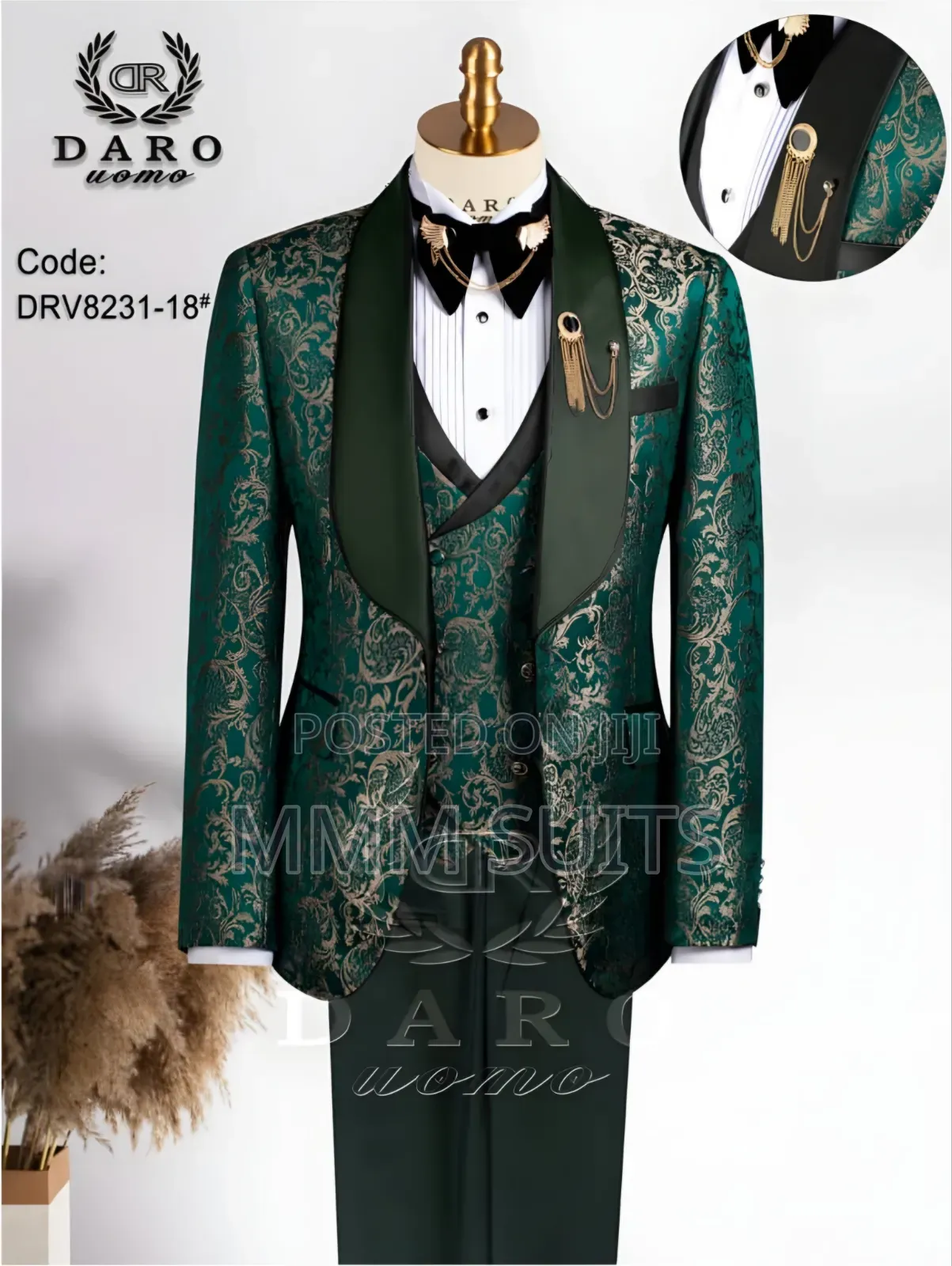 Classic Daro Designer 3-Piece Men Suit Available in All Sizes on Green