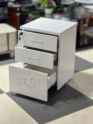 3-Drawer Mobile Wood Filing Cabinet With Lock