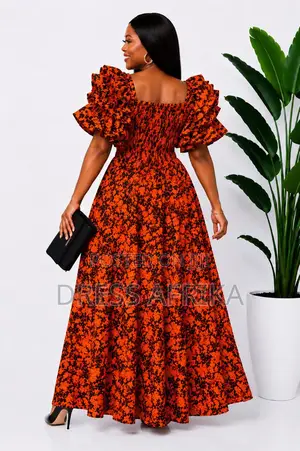 Beautiful Orange Black Maxi Dress (With Split/Without Split)