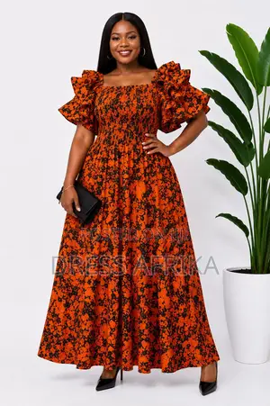 Beautiful Orange Black Maxi Dress (With Split/Without Split)