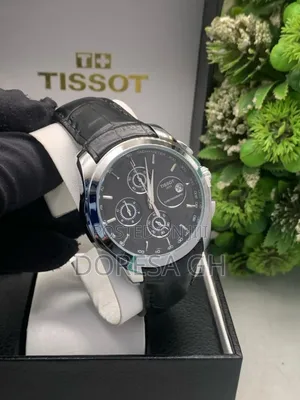 Tissot Chronograph Black Leather Watch for Men – Classic Gift for Him