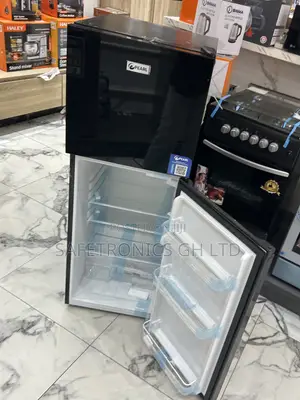 Top Notch Black Glass 2 Doors Top Freezer Pearl Refrigerator