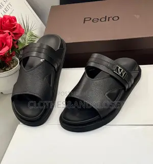 Black Pedro Men's Cross-Strap Sandals
