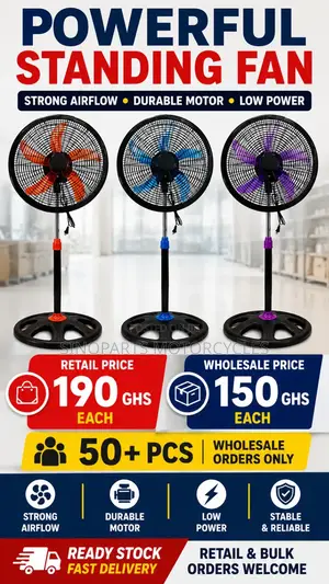 18 Inch Standing Fan Strong Wind 3 Speed Oscillation Stable Base