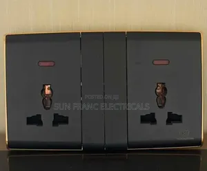Black Gold Lines Design Double Multi Socket