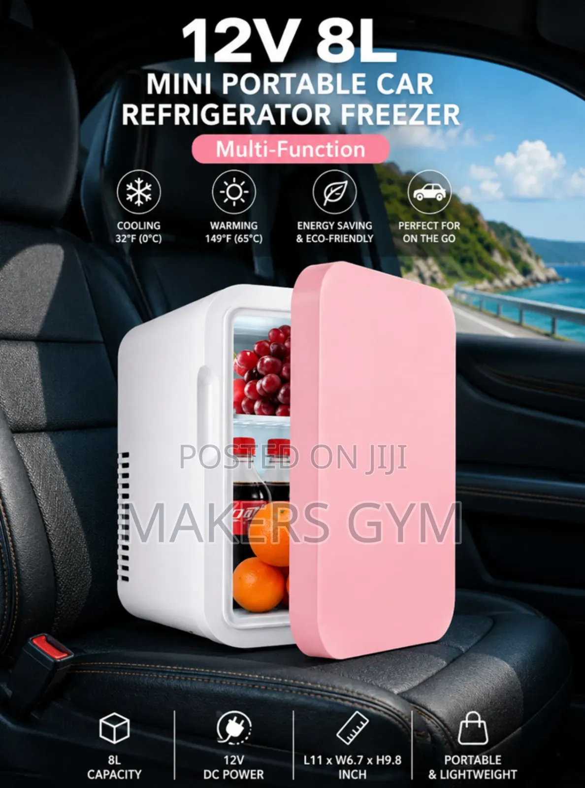 8l Mini Portable Car Refrigerator (Pink)