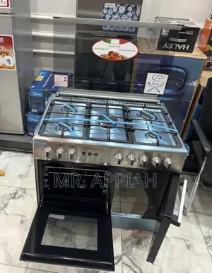 Get Premium Mediatech 60x90 Glass Oven 5 Burner With Grill(Gray) 
