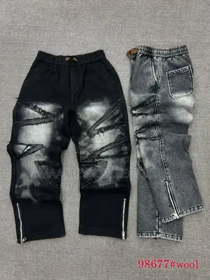 Men’S Black Baggy Cargo Denim Pants
