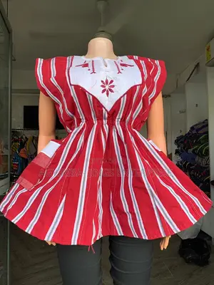 Red and White Smock Top