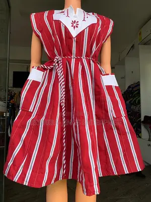 Red and White Smock Dress