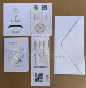 Passport Gold Wedding Invitation