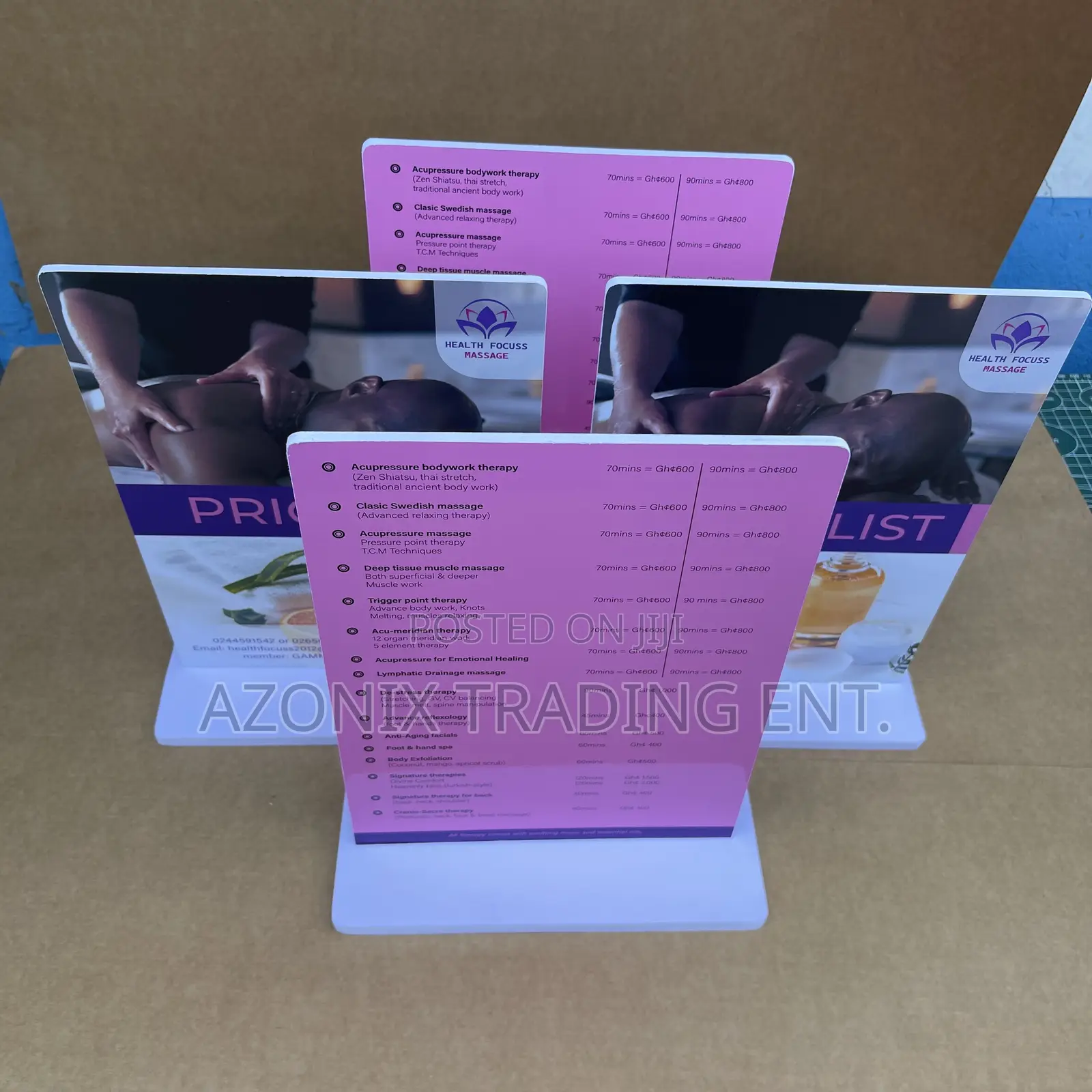 Desktop Menus, Table Numbers, Momo Stands Etc.