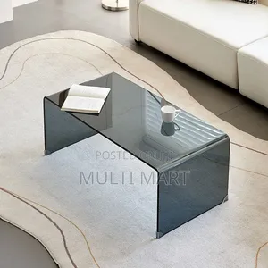 Heavy Duty Coffee Tempered Glass Center Table Living Room Table Curved