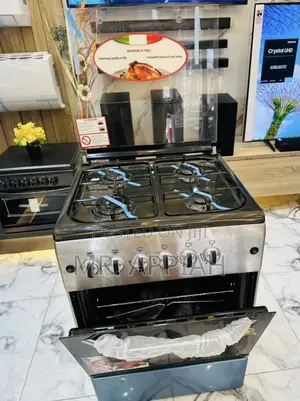 Sleek Ferre 60x60 Glass Oven 4 Burner With Grill(Gray) 