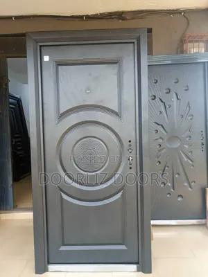 Single Black Smooth Security Door With Accessories