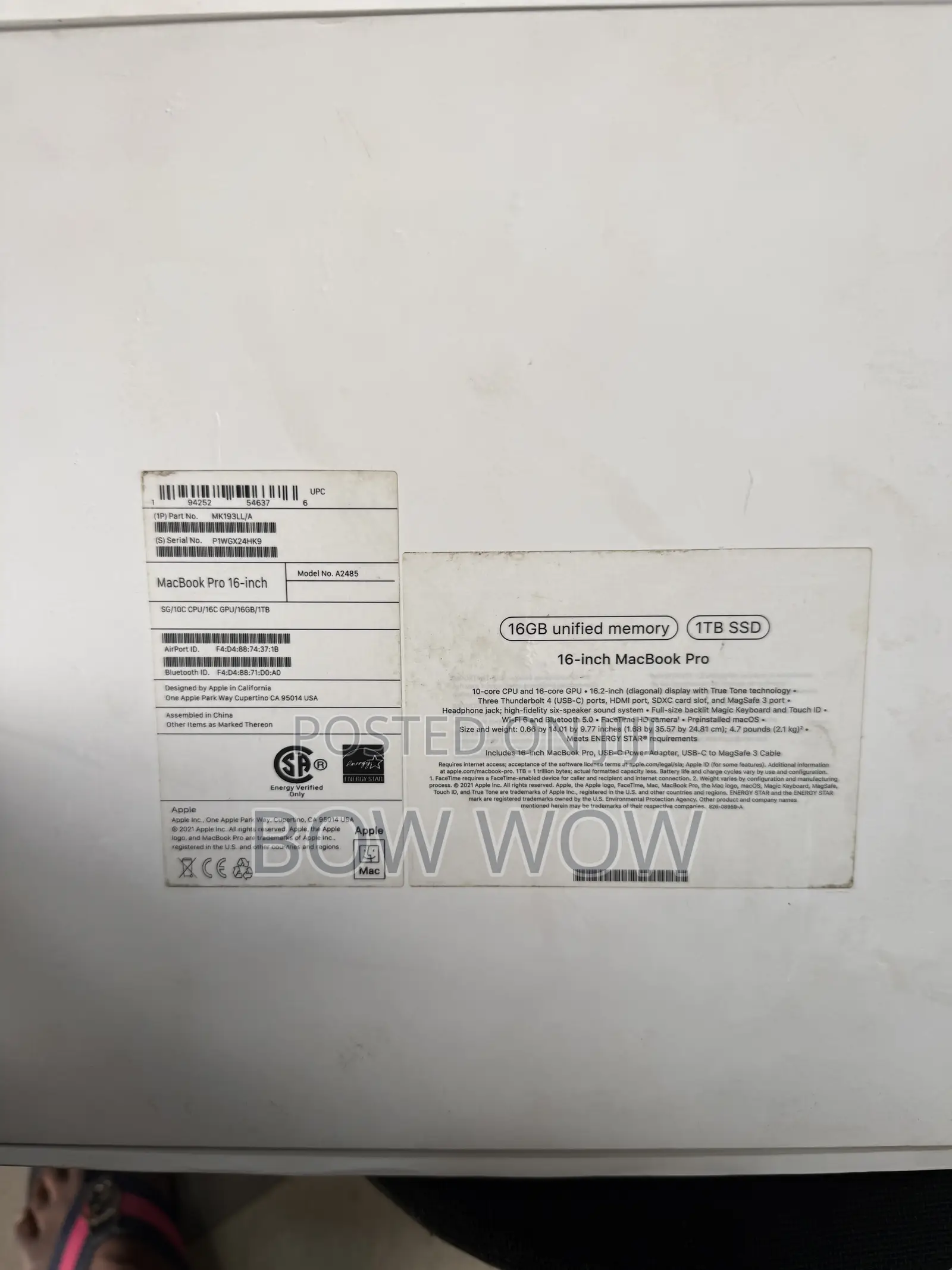Laptop Apple MacBook Pro 2021 M1 16GB Apple M1 Pro SSD 1T
