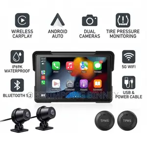 7 Inches Motorcycle Carplay and Navigation Display With Dual Camera