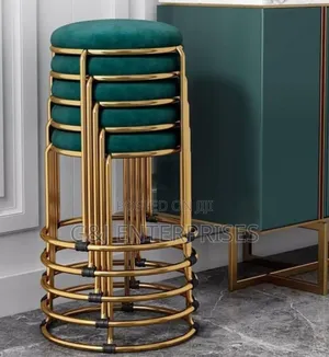 1 Piece Round Velvet Metal Kitchen Stool
