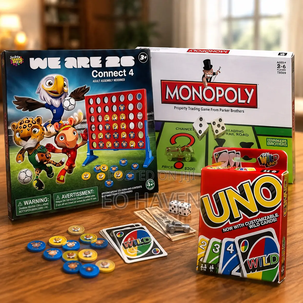 Monopoly, Uno and Connect 4