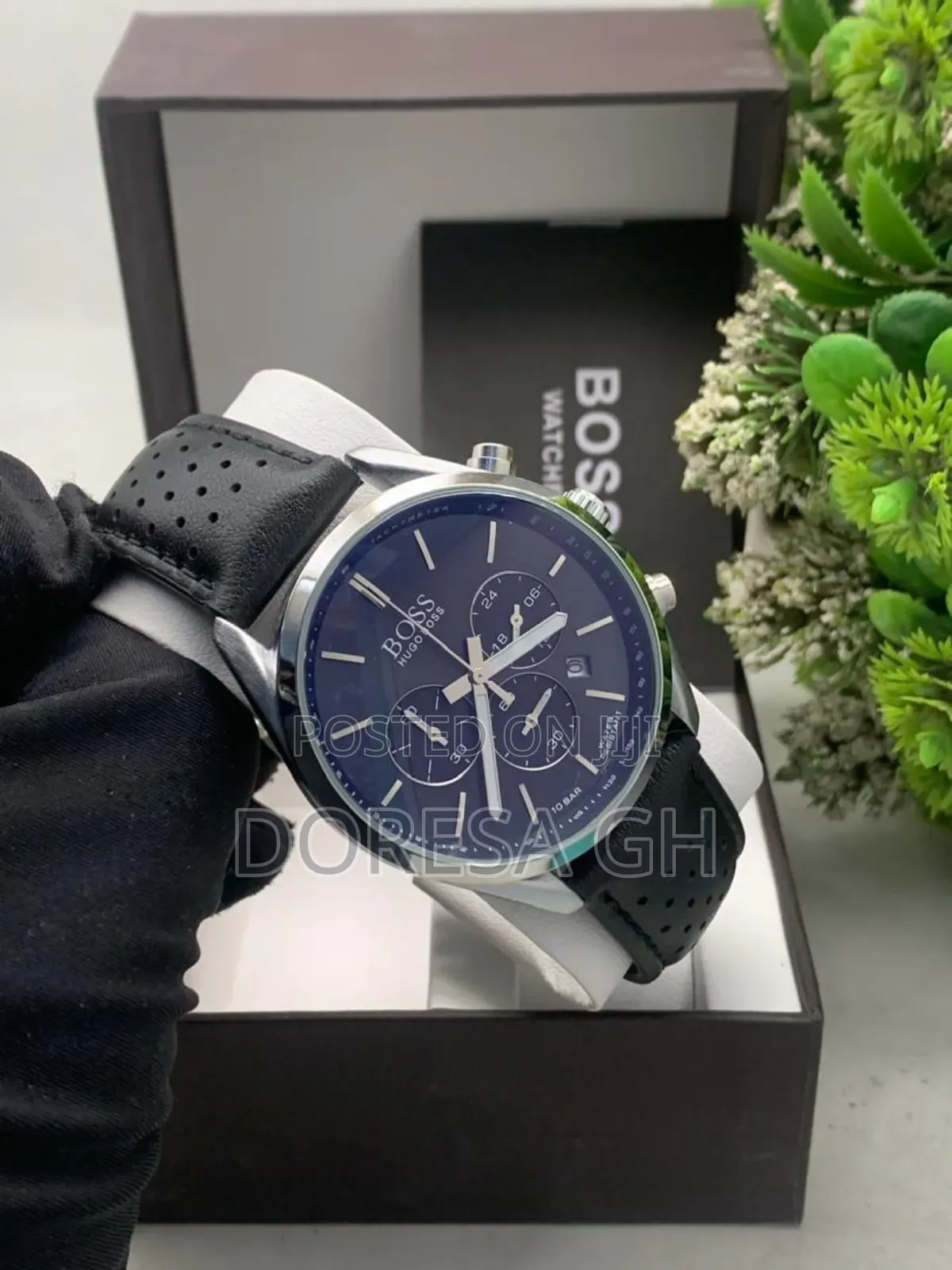 Boss Hugo Boss Chronograph Leather Watch for Men – Classic Wristwatch