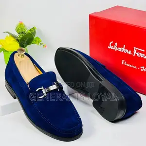 Salvatore Ferragamo Suede Blue Men’S Loafers
