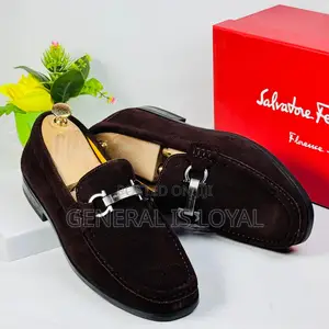 Salvatore Ferragamo Suede Coffee Men’S Loafers