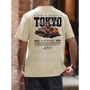 Men’S Casual Sports Car Graphic T-Shirt – Brown
