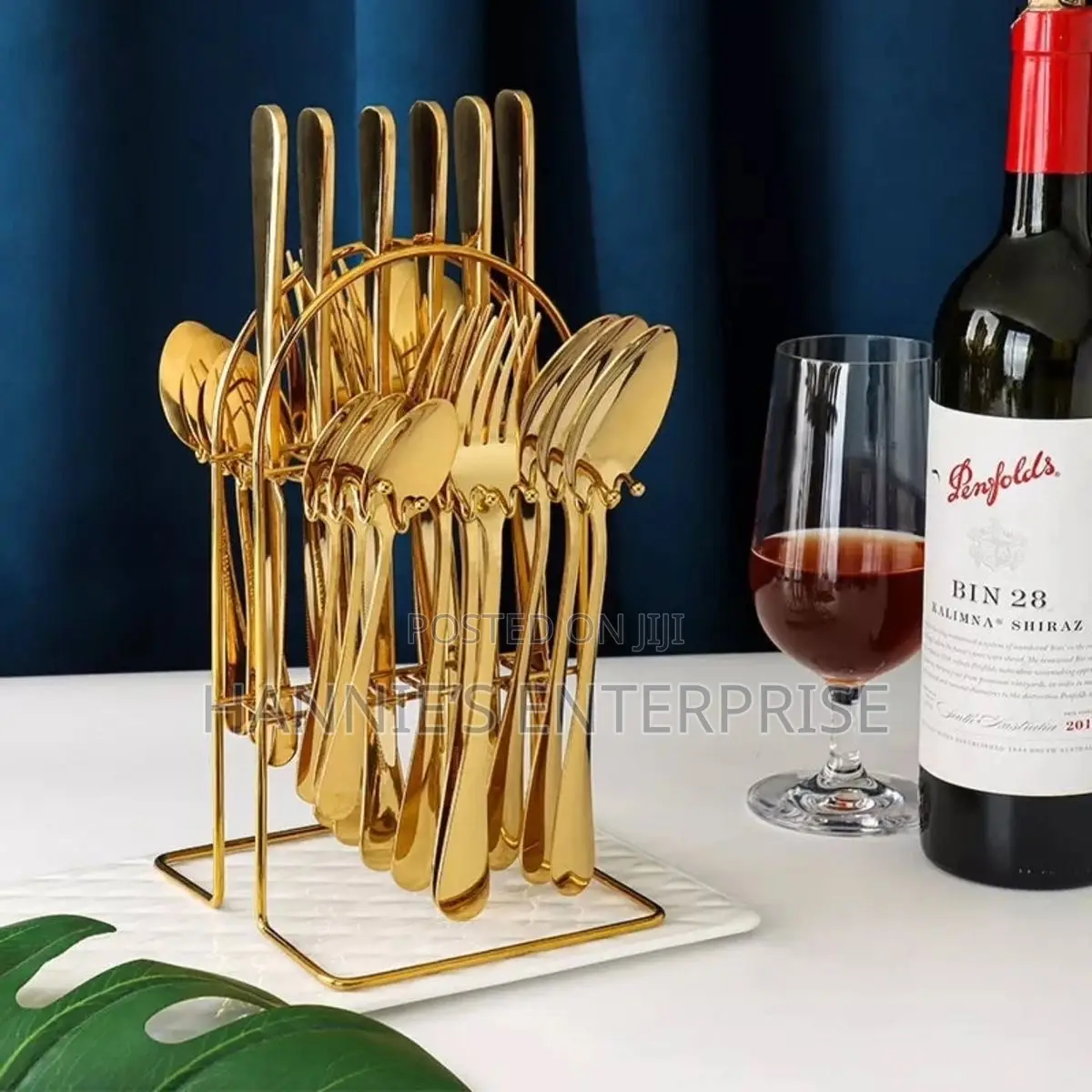 24-piece Gold-plated Cutlery Set