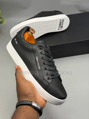 Tommy Hilfiger Black Leather Sneakers