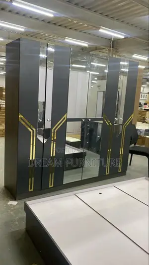 Executive Six Doors Wardrobe(Dark Gray)