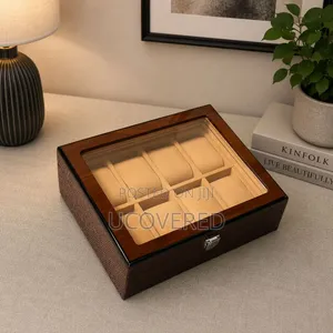 Dark Brown, Wooden Watch Organizer Featuring 8 Slots