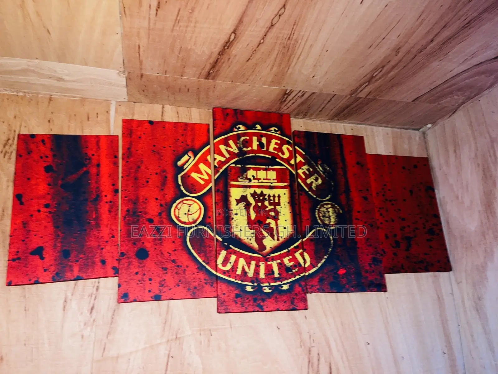 Real Cloth Manchester United Football 5 Panels Wall Arts Canvas Frame