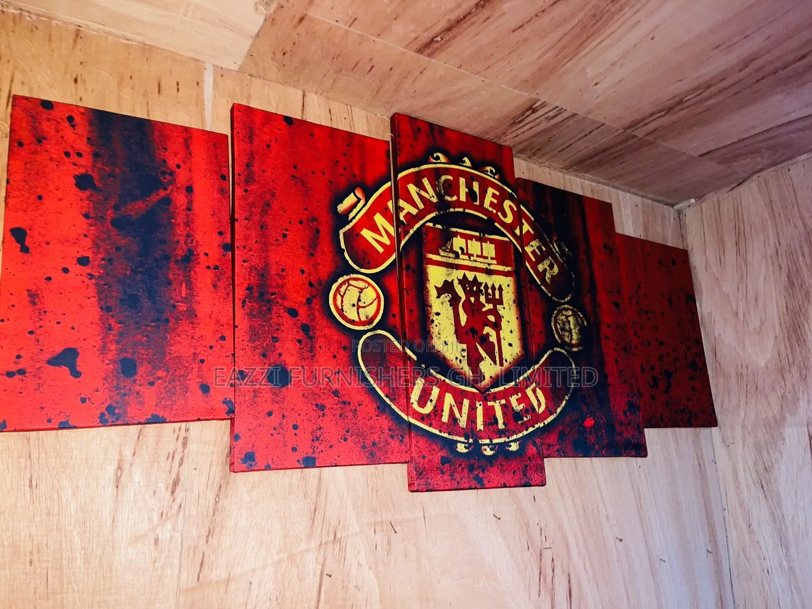 Real Cloth Manchester United Football 5 Panels Wall Arts Canvas Frame