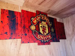 Real Cloth Manchester United Football 5 Panels Wall Arts Canvas Frame