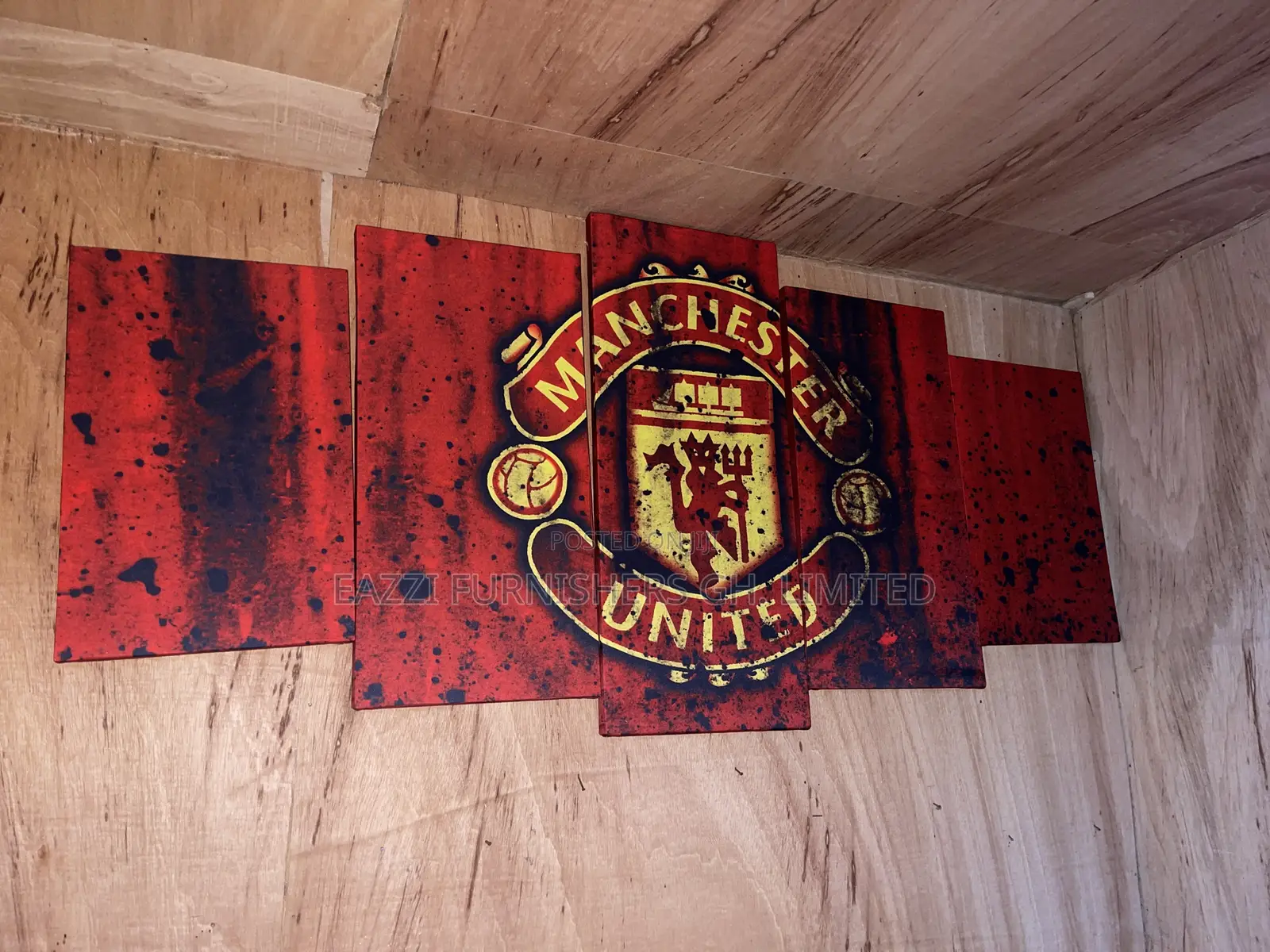 Real Cloth Manchester United Football 5 Panels Wall Arts Canvas Frame