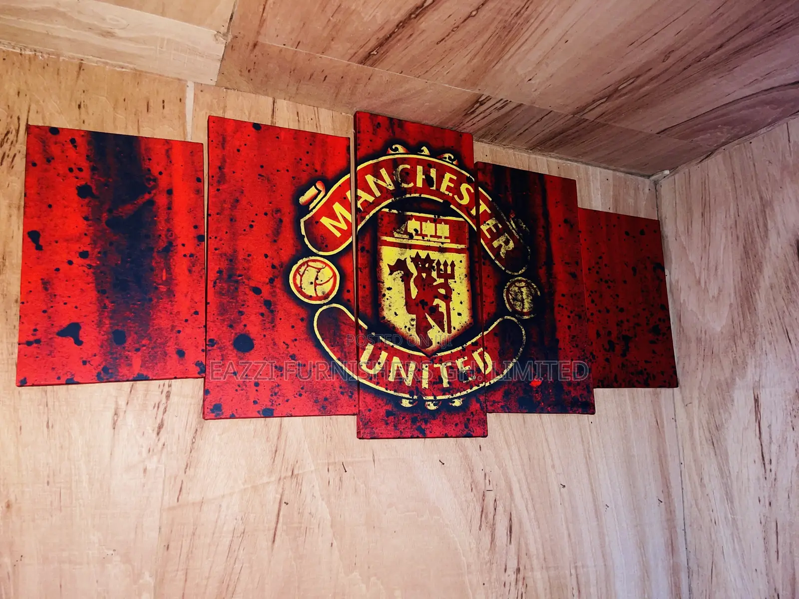 Real Cloth Manchester United Football 5 Panels Wall Arts Canvas Frame